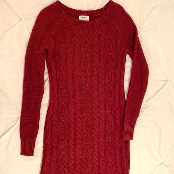 Red Cable Knit Sweater Dress - Picture 3 of 6